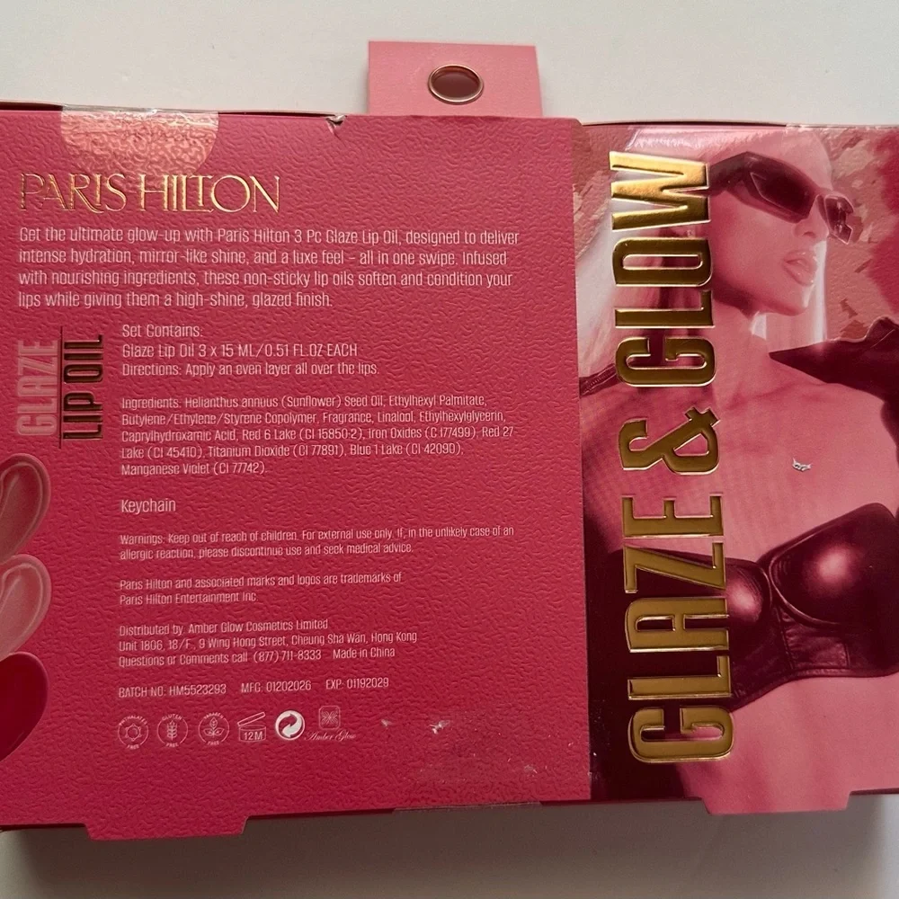 💖 NWT Paris Hilton Glaze & Glow Lip Gloss Set - Limited Edition | NIB | Keychain
